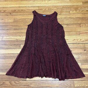Holy Clothing Red Embroidered Flowy Boho Renaissance Dress Size 2L
